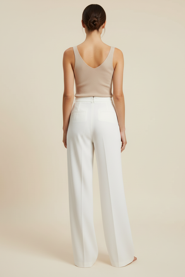 Pantalon Évasé Blanc - Laine - vue 2