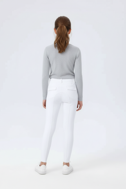 Pantalon Blanc Équestre Enfant Slim Silicone Motif - Polyester - vue 2
