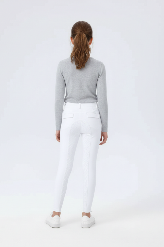 Pantalon Blanc Équestre Enfant Slim Silicone Motif - Polyester - vue 2