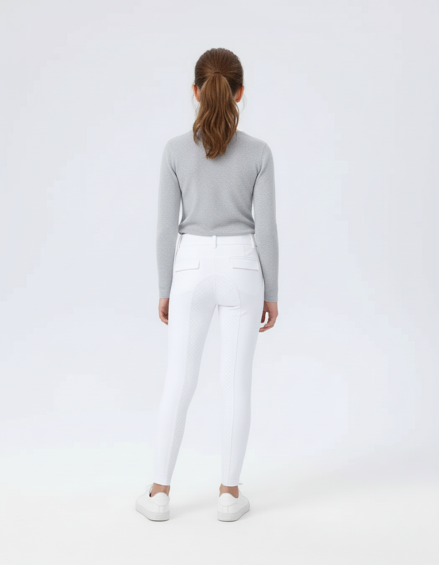 Pantalon Blanc Équestre Enfant Slim Silicone Motif - Polyester - vue 2