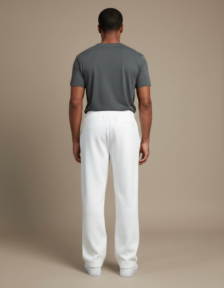 Pantalon Blanc Cargo Ample Décontracté Homme - Molleton - vue 2