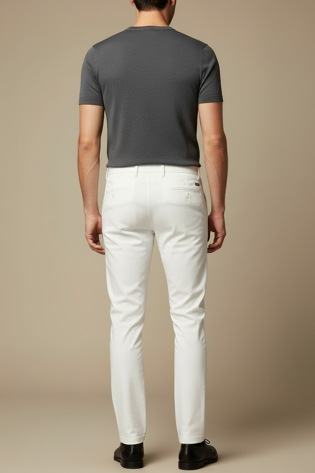 Pantalon Blanc Slim Fit Homme Décontracté Stretch - Coton - vue 2