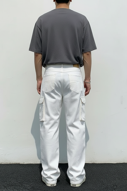Pantalon De Travail Blanc Homme - Jean - vue 2