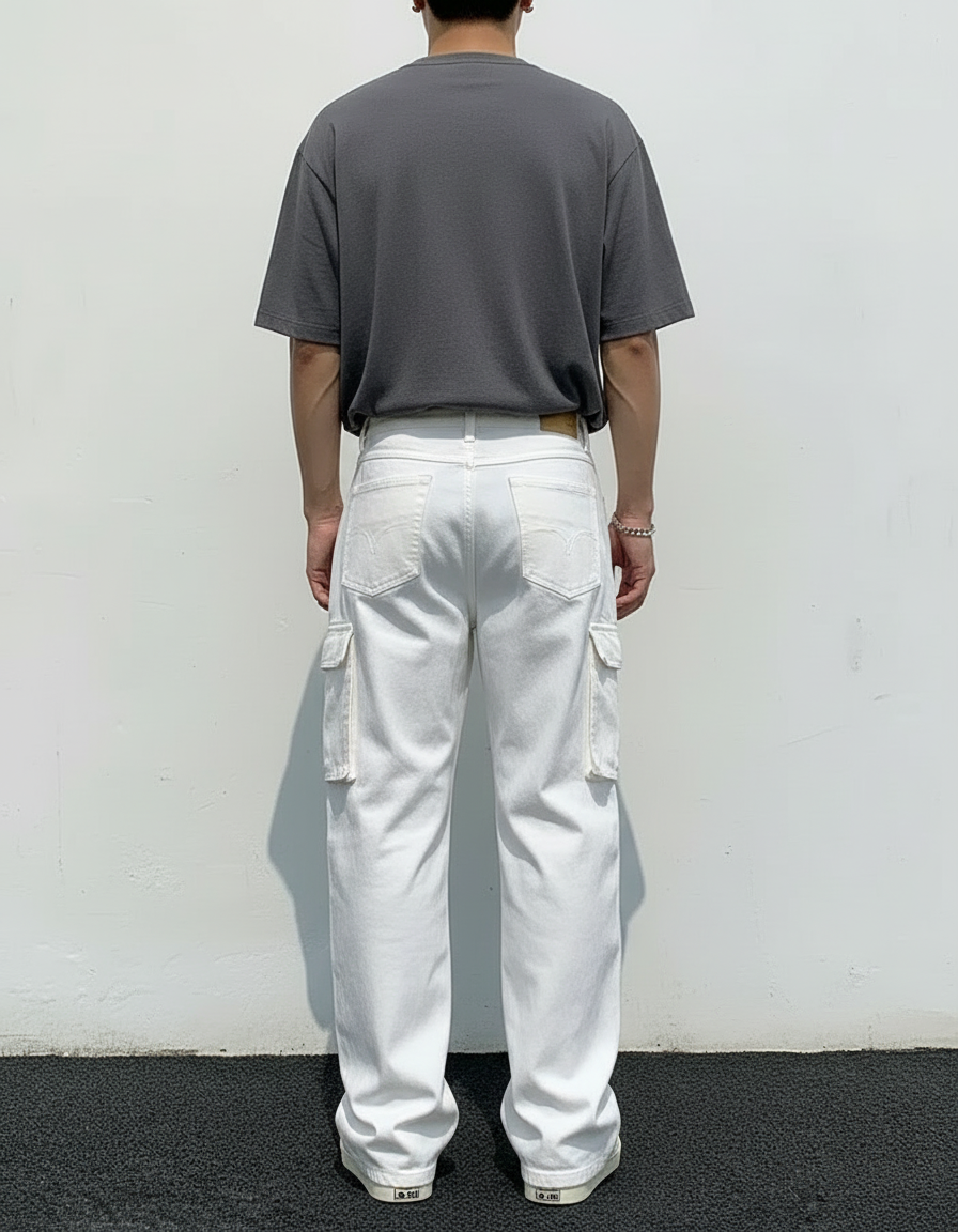 Pantalon De Travail Blanc Homme - Jean - vue 2