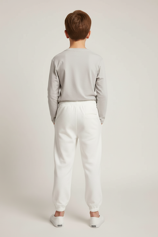 Pantalon Blanc Molletonné Garçon Décontracté Confortable - vue 2