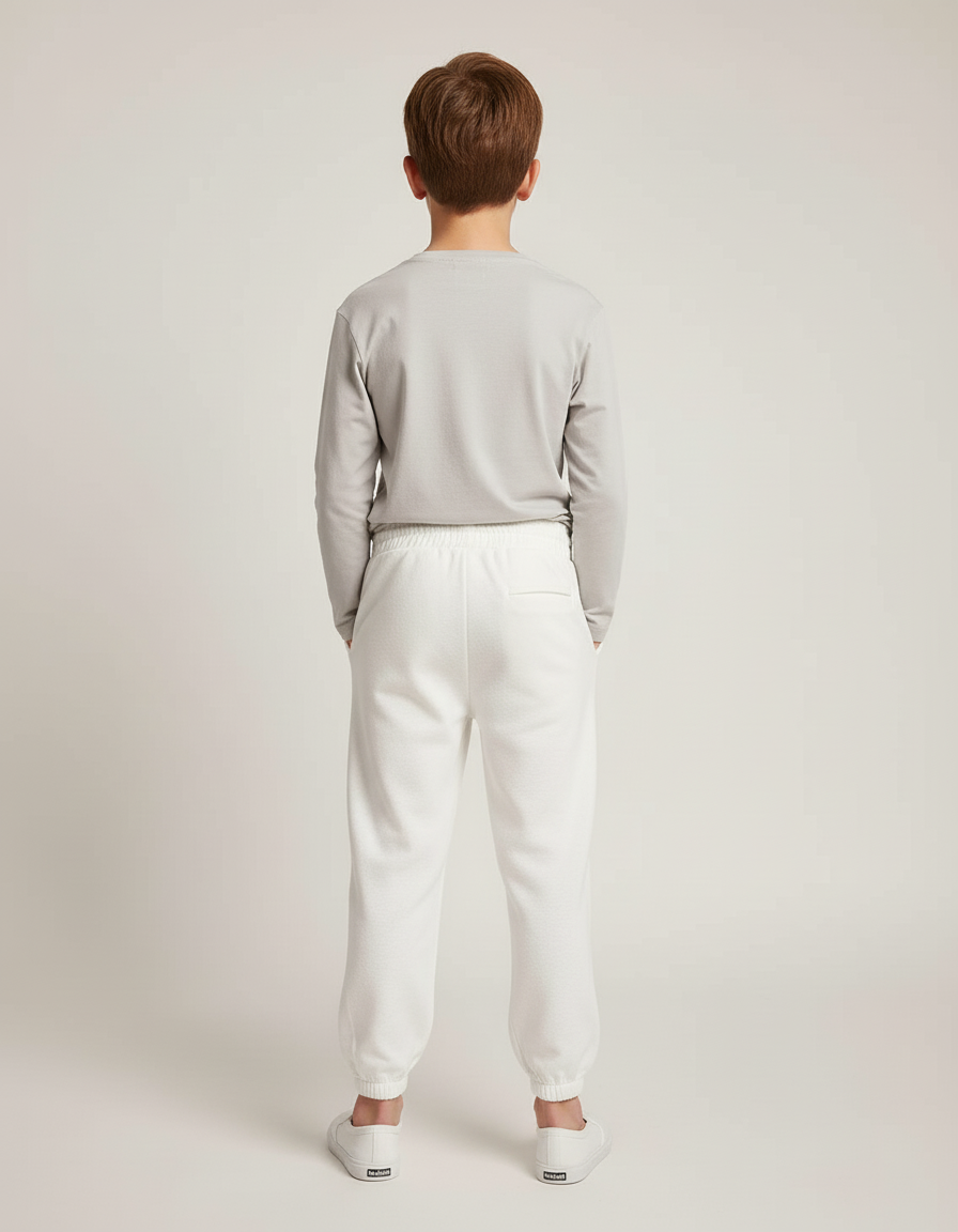 Pantalon Blanc Molletonné Garçon Décontracté Confortable - vue 2
