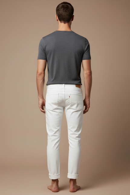 Pantalon Blanc Homme Slim Déchiré Casual - Jean - vue 2