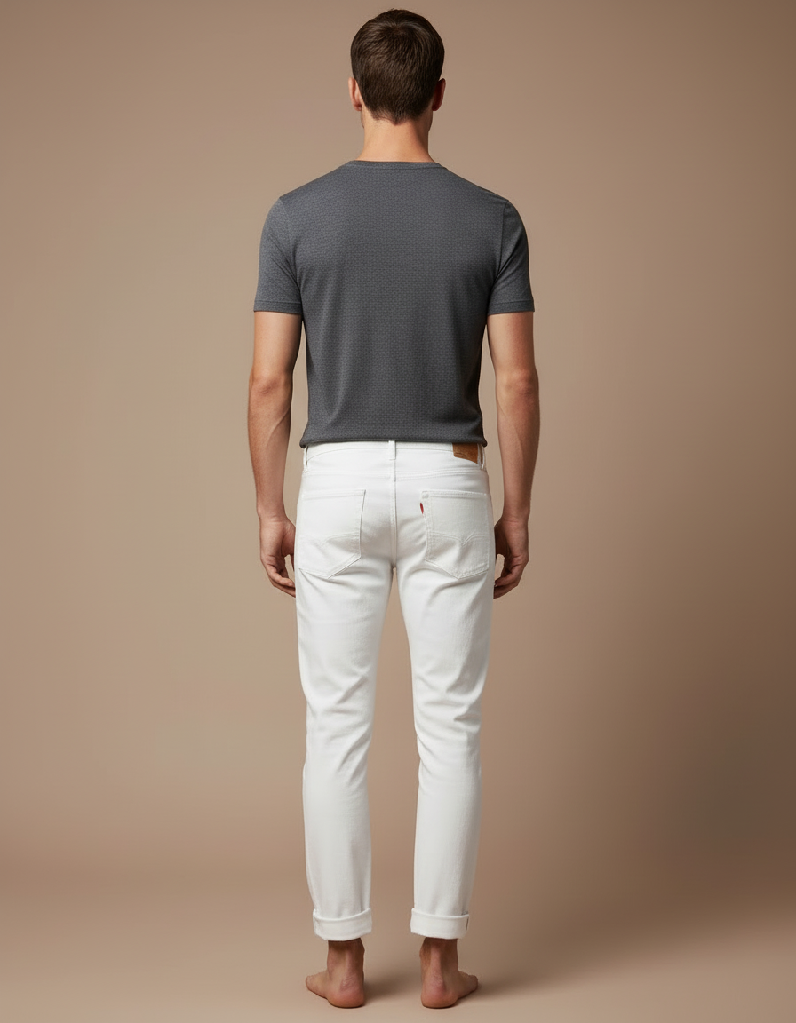 Pantalon Blanc Homme Slim Déchiré Casual - Jean - vue 2