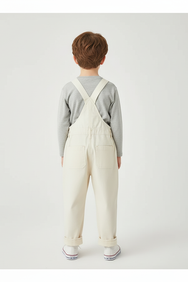 Pantalon Blanc Salopette Patchwork Coloré Ample Enfant - Toile - vue 2