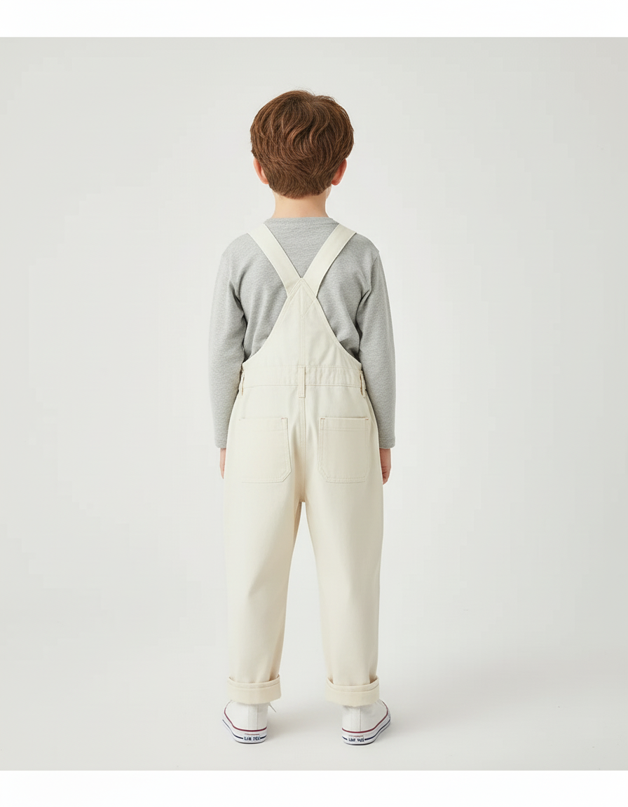 Pantalon Blanc Salopette Patchwork Coloré Ample Enfant - Toile - vue 2