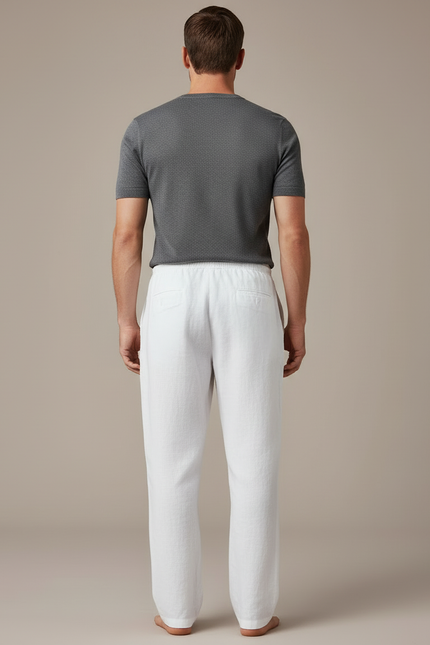 Pantalon Large Lin Blanc - vue 2