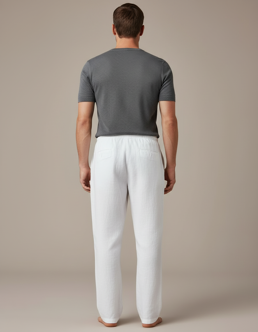 Pantalon Large Lin Blanc - vue 2