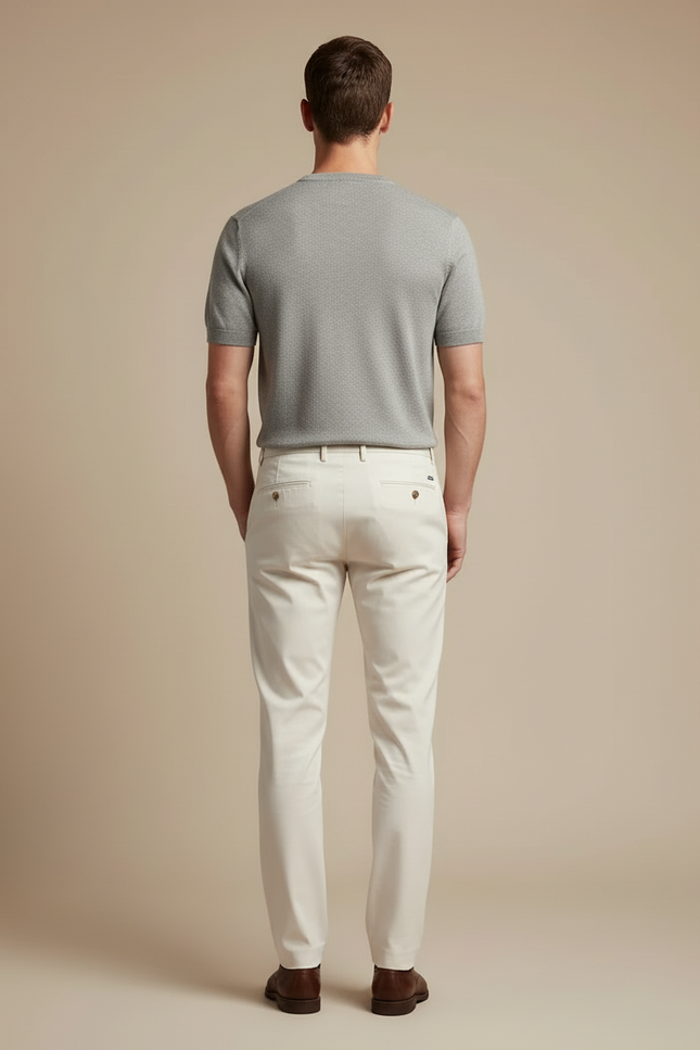 Pantalon Blanc Homme Droit Ajusté Coton Chic - Gabardine - vue 2