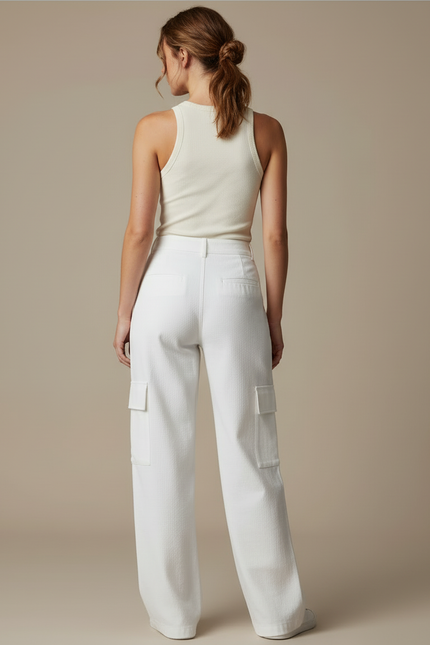 Pantalon Militaire Femme Blanc - Jean - vue 2