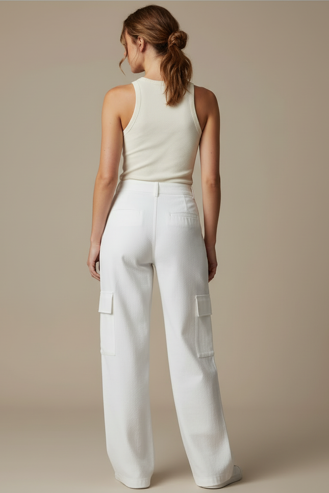 Pantalon Militaire Femme Blanc - Jean - vue 2