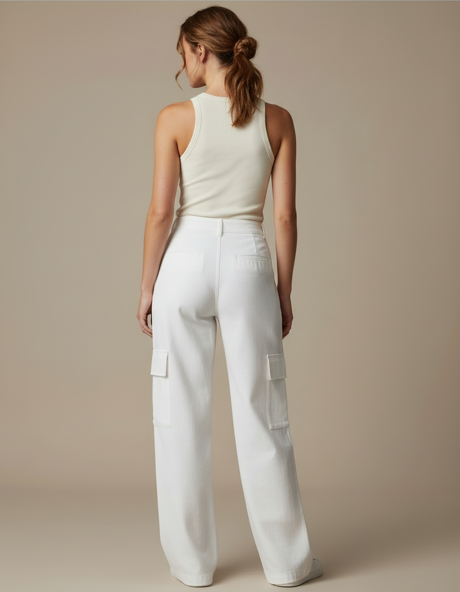 Pantalon Militaire Femme Blanc - Jean - vue 2