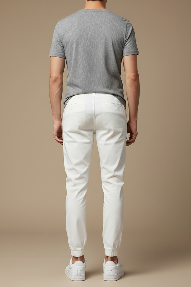 Pantalon Blanc Jogger Cordon Décontracté Homme Coton - vue 2