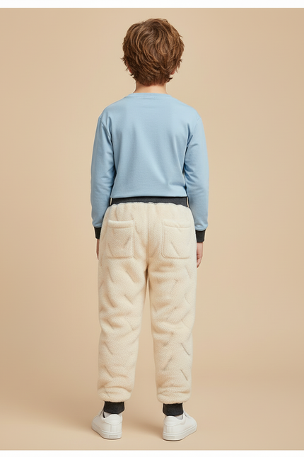 Pantalon Blanc Molletonné Chaud Enfant Hiver - Beige - vue 2