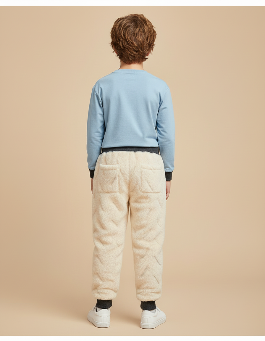 Pantalon Blanc Molletonné Chaud Enfant Hiver - Beige - vue 2