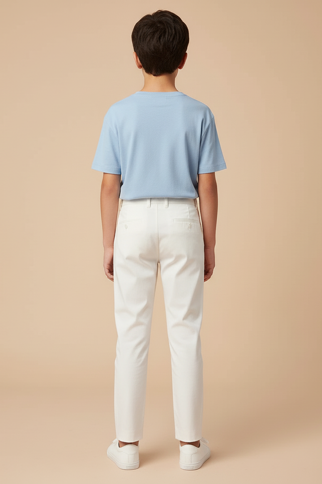 Pantalon Blanc Coton Slim Enfant Élégant Décontracté - vue 2
