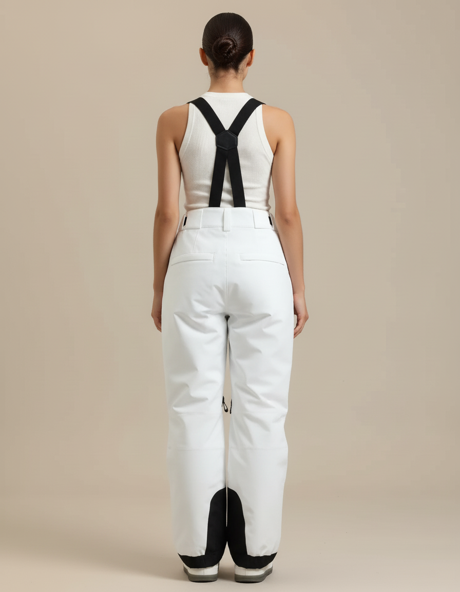 Pantalon Blanc Ski Imperméable Bretelles Unisexe Hiver - Polyester - vue 2