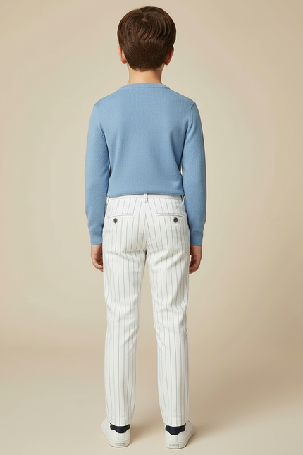 Pantalon Blanc Rayé Garçon Élégant Cérémonie - Coton - vue 2