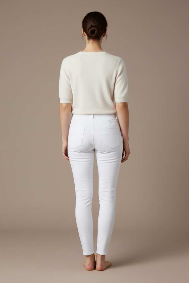 Pantalon Blanc Slim Équestre Stretch Femme - Coton - vue 2