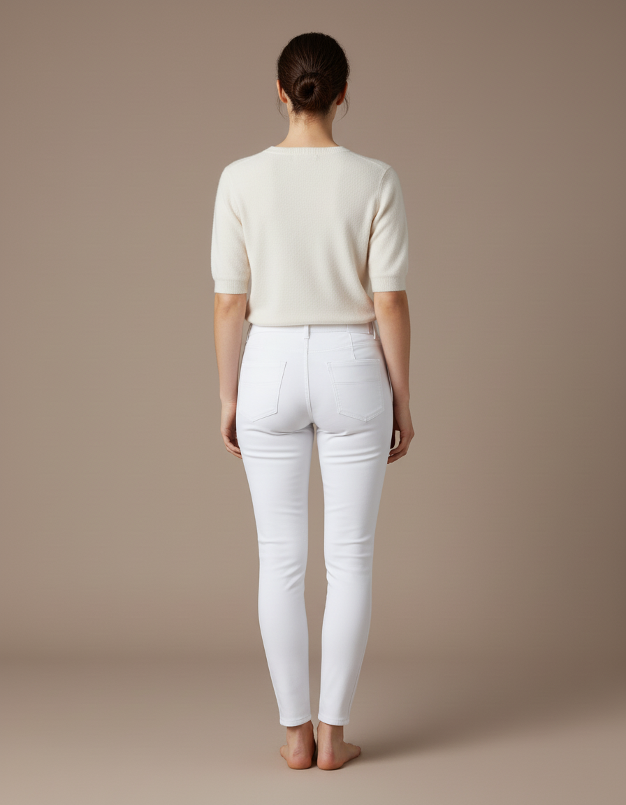 Pantalon Blanc Slim Équestre Stretch Femme - Coton - vue 2