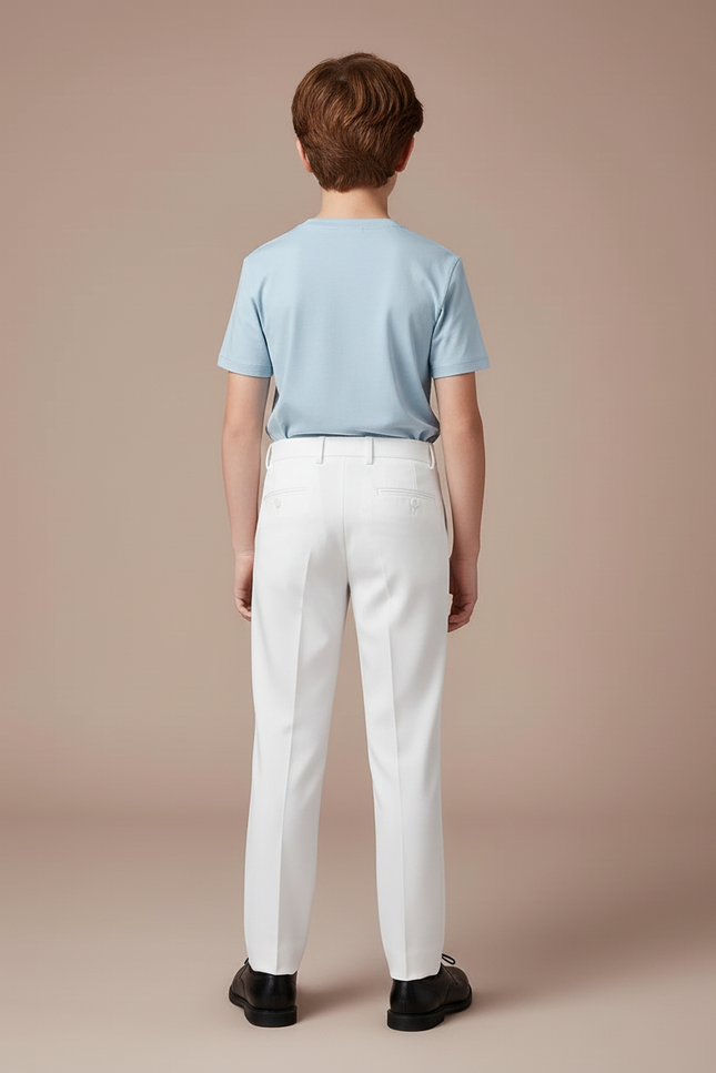 Pantalon Blanc Droit Élégant Garçon Cérémonie - Gabardine - vue 2