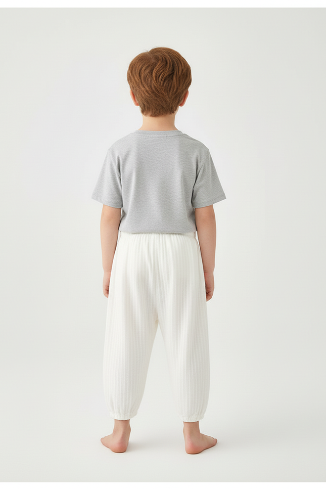Pantalon Blanc Coton Ample Décontracté Ours Enfant - vue 2
