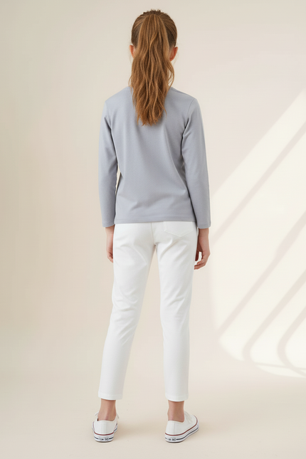 Pantalon Blanc Coton Doux Élastique Enfant Confortable - vue 2