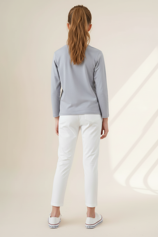 Pantalon Blanc Coton Doux Élastique Enfant Confortable - vue 2