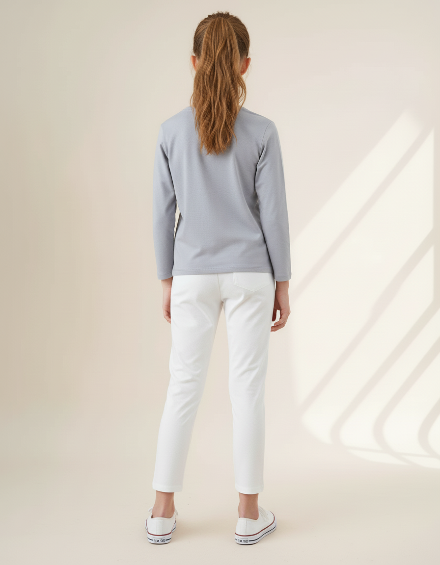Pantalon Blanc Coton Doux Élastique Enfant Confortable - vue 2