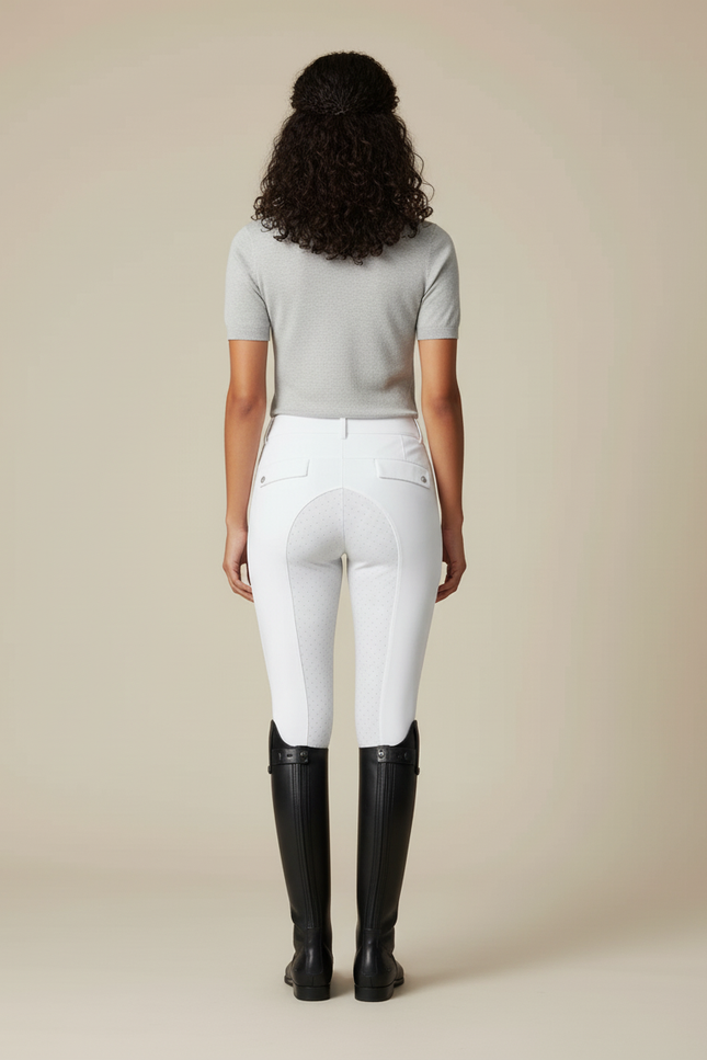 Pantalon Blanc Équestre Femme Stretch Adulte - Polyester - vue 2