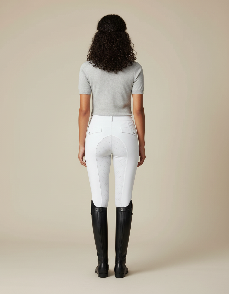 Pantalon Blanc Équestre Femme Stretch Adulte - Polyester - vue 2