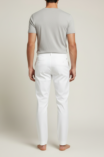 Pantalon Blanc Homme Droit Élégant Coton Formel - vue 2