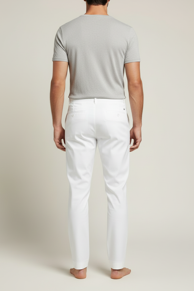 Pantalon Blanc Homme Droit Élégant Coton Formel - vue 2