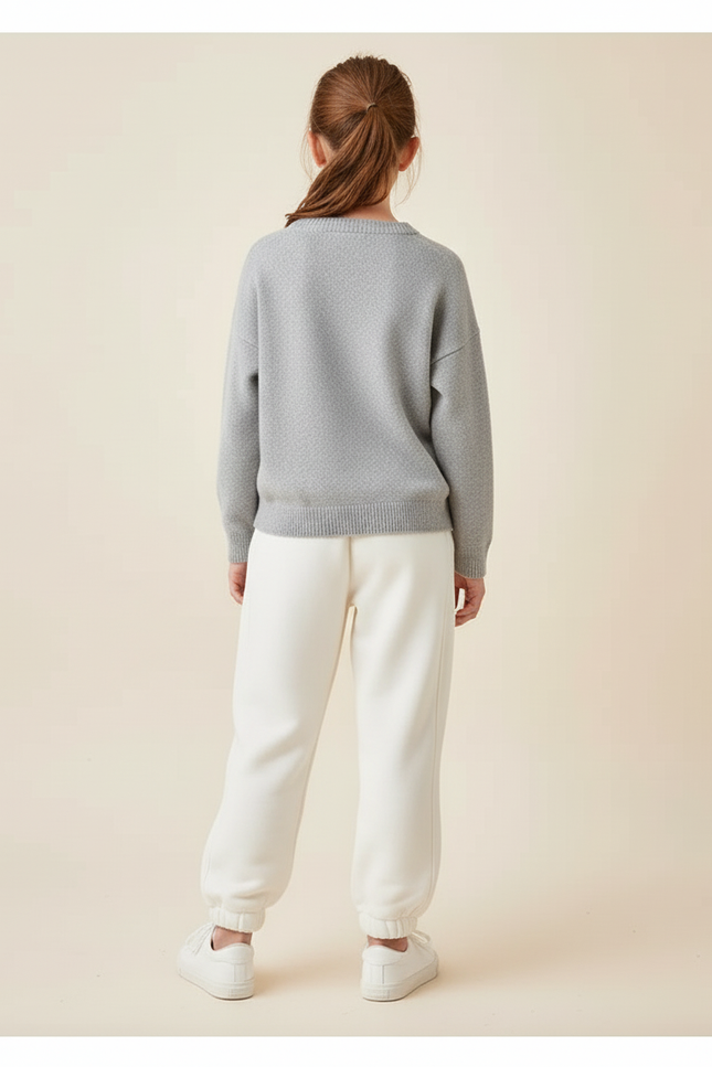 Pantalon Blanc Molletonné Confortable Jogging Enfant - vue 2