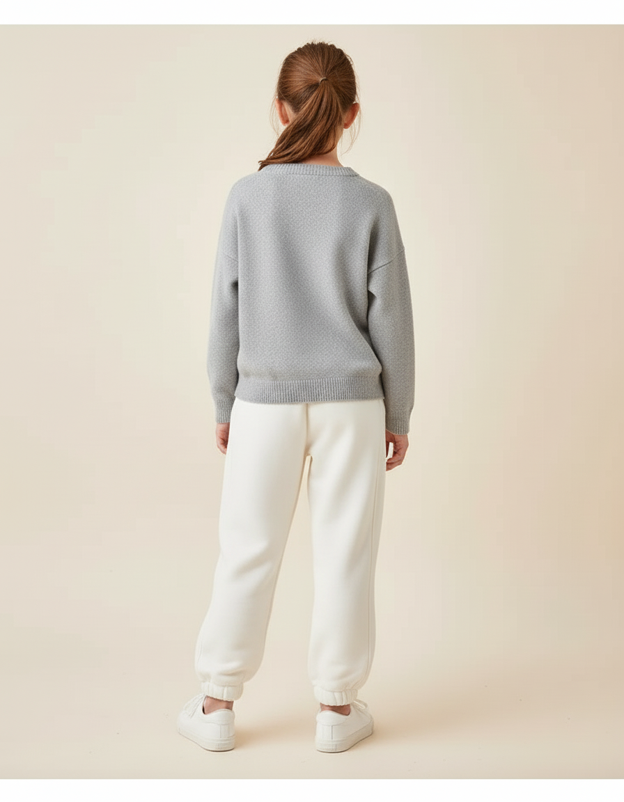 Pantalon Blanc Molletonné Confortable Jogging Enfant - vue 2