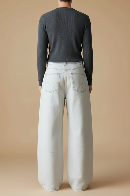 Pantalon Blanc Ample Décontracté Large Homme - Jean - vue 2