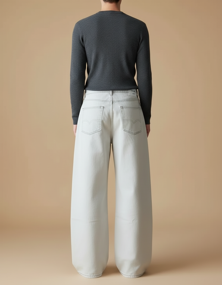 Pantalon Blanc Ample Décontracté Large Homme - Jean - vue 2