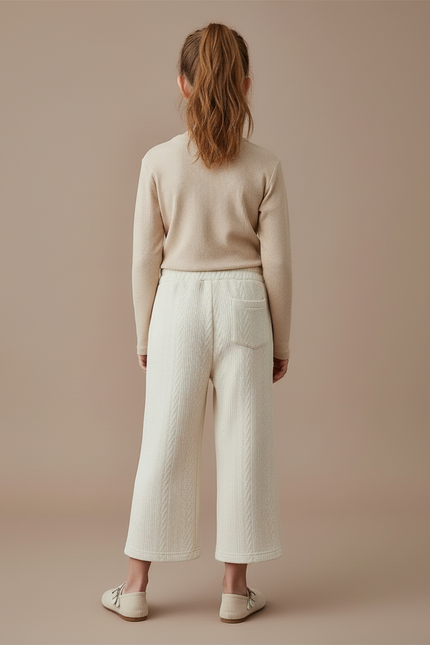 Pantalon Blanc Matelassé Ample Fille Hiver Chaud - Maille - vue 2