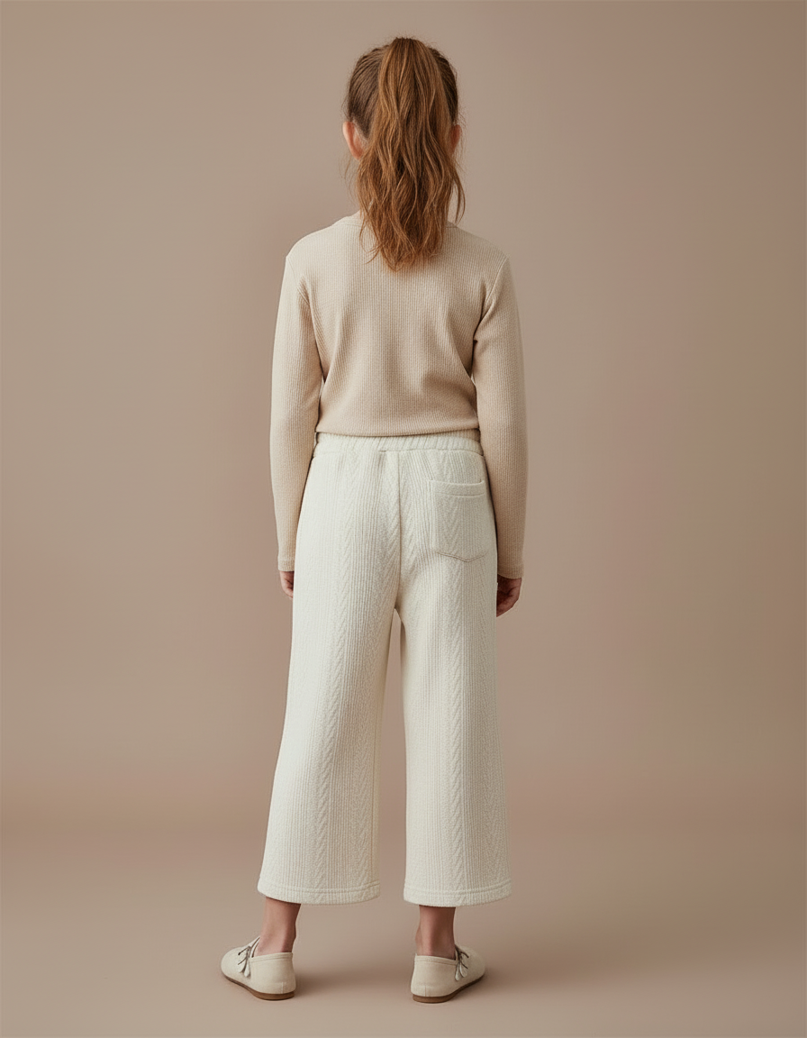 Pantalon Blanc Matelassé Ample Fille Hiver Chaud - Maille - vue 2