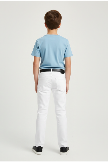 Pantalon Blanc Slim Fit Droit Garçon Élégant - Jean - vue 2