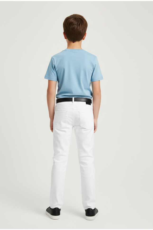 Pantalon Blanc Slim Fit Droit Garçon Élégant - Jean - vue 2