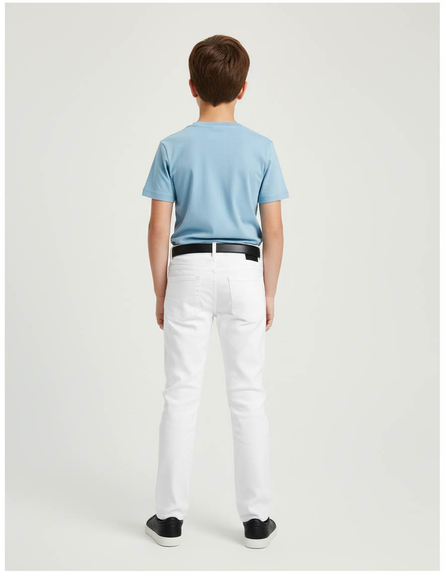 Pantalon Blanc Slim Fit Droit Garçon Élégant - Jean - vue 2