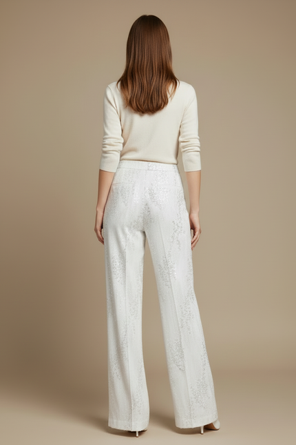 Pantalon Sequin Blanc - Polyester - vue 2