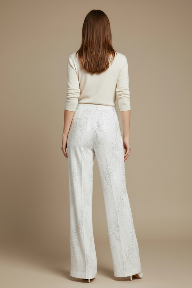 Pantalon Sequin Blanc - Polyester - vue 2