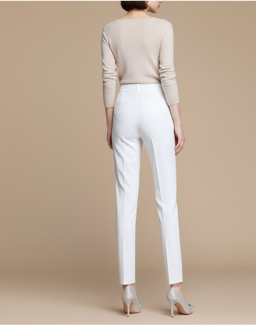 Tailleur Pantalon Blanc Femme Chic - Polyester - vue 2
