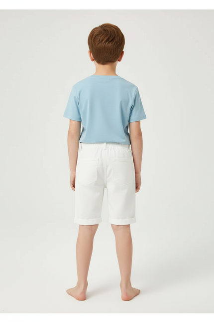 Pantalon Blanc Garçon Court Déchiré Décontracté Été - Jean - vue 2